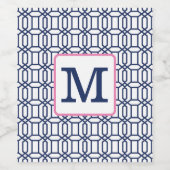 Étiquette Pour Bouteilles De Vin Monogramme géométrique octogone blanc préppant (Étiquettes simples)