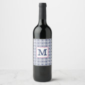 Étiquette Pour Bouteilles De Vin Monogramme géométrique octogone blanc préppant (Devant)
