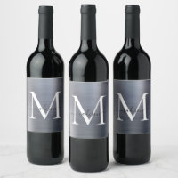 Monogramme gris argenté Script Girly Acier métalli