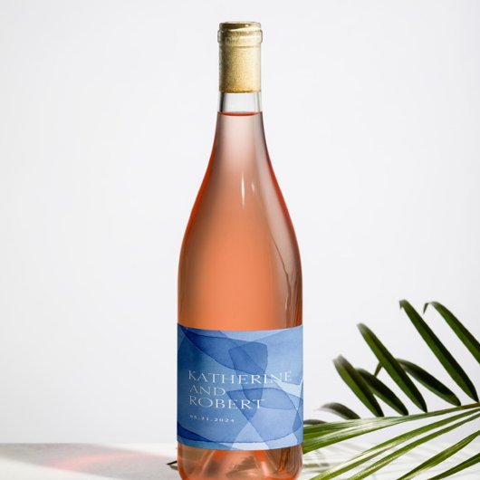 Étiquette Pour Bouteilles De Vin Monogramme Mariage des formes d'aquarelle moderne