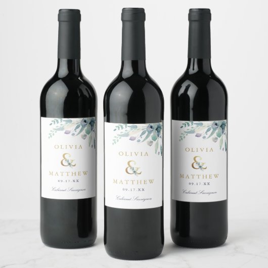Étiquette Pour Bouteilles De Vin Monogramme Mariage d'espere florale de luxe (Bouteilles)