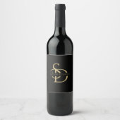 Étiquette Pour Bouteilles De Vin Monogramme Mariage Simple Personnalisé Avec Nom (Devant)