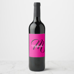 Étiquette Pour Bouteilles De Vin Monogramme minimaliste moderne initial nom rose ch
