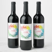 Étiquette Pour Bouteilles De Vin Monogramme Modèle Personnalisé Arc-en-ciel moderne (Bouteilles)