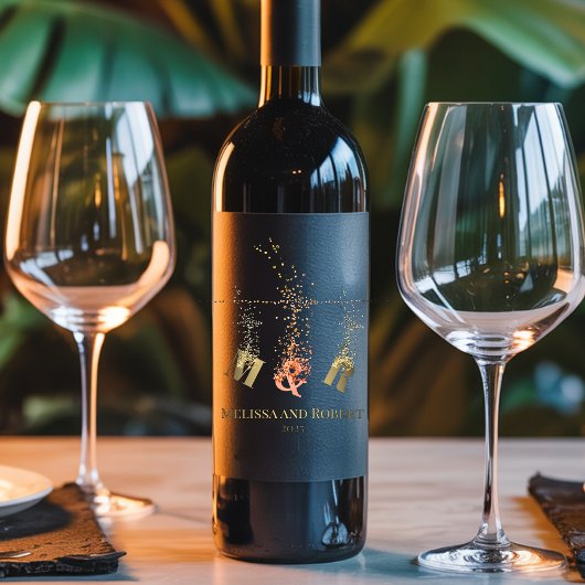 Étiquette Pour Bouteilles De Vin Monogramme moderne Monogramme initial élégant chic