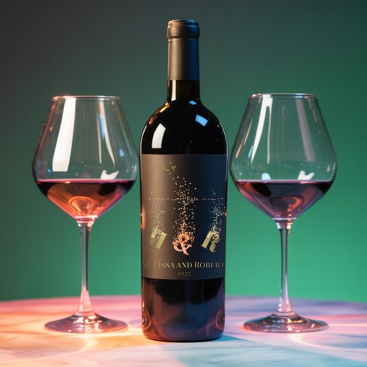 Étiquette Pour Bouteilles De Vin Monogramme moderne Monogramme initial élégant chic