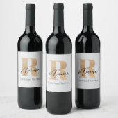 Étiquette Pour Bouteilles De Vin Monogramme moderne Recherche initiale & nom Person (Bouteilles)