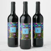 Étiquette Pour Bouteilles De Vin Monogramme Motif moderne et élégant Fête d'hiver # (Bouteilles)