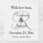 Étiquette Pour Bouteilles De Vin Monogramme noir blanc Mariage (Étiquettes simples)