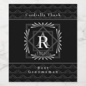 Étiquette Pour Bouteilles De Vin Monogramme noir cadre élégant (Étiquettes simples)