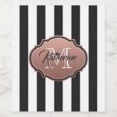 Étiquette Pour Bouteilles De Vin Monogramme noir et blanc (Étiquettes simples)