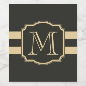 Étiquette Pour Bouteilles De Vin Monogramme noir et or (Étiquettes simples)