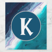 Étiquette Pour Bouteilles De Vin Monogramme océanique Abstrait (Étiquettes simples)