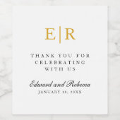 Étiquette Pour Bouteilles De Vin Monogramme Or Merci Mariage élégant (Étiquettes simples)