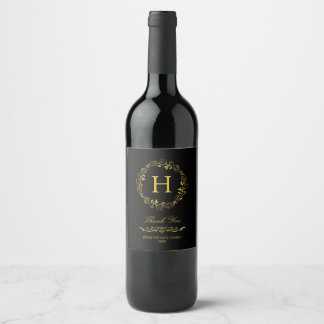 Étiquette Pour Bouteilles De Vin Monogramme or vintage