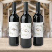 Étiquette Pour Bouteilles De Vin Monogramme personnalisé de verdure de script éléga