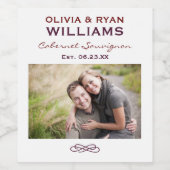 Étiquette Pour Bouteilles De Vin Monogramme photo Mariage rouge de Bourgogne rustiq (Étiquettes simples)