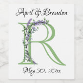 Étiquette Pour Bouteilles De Vin Monogramme R Lavender Eucalyptus (Étiquettes simples)