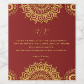 Étiquette Pour Bouteilles De Vin Monogramme Red Mandala Indian Wedding Favor (Étiquettes simples)
