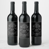 Étiquette Pour Bouteilles De Vin Monogramme romantique gothique noir (Bouteilles)