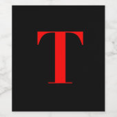 ÉTIQUETTE POUR BOUTEILLES DE VIN MONOGRAMME ROUGE INITIAL T (Étiquettes simples)