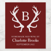 Étiquette Pour Bouteilles De Vin Monogramme Rustique Antlers Vin Maison (Étiquettes simples)