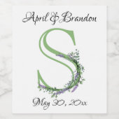 Étiquette Pour Bouteilles De Vin Monogramme S Lavande Eucalyptus (Étiquettes simples)