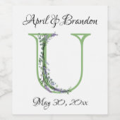 Étiquette Pour Bouteilles De Vin Monogramme U Lavender Eucalyptus (Étiquettes simples)