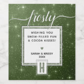 Étiquette Pour Bouteilles De Vin Monogramme vert rustique FROSTY ❄️ Vibe neigeuse (Étiquettes simples)