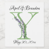 Étiquette Pour Bouteilles De Vin Monogramme Y Lavender Eucalyptus (Étiquettes simples)