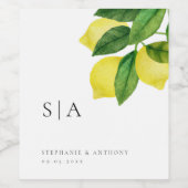 Étiquette Pour Bouteilles De Vin Monogrammes Citrus citron Mariage de verdure (Étiquettes simples)