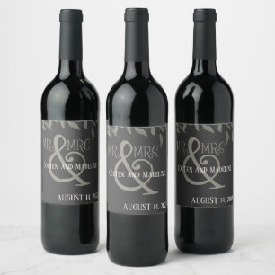 Étiquette Pour Bouteilles De Vin Monsieur et Madame Black Moderne Élégance Simple e