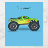Étiquette Pour Bouteilles De Vin Monster Truck Thunder_Cove (Étiquettes simples)