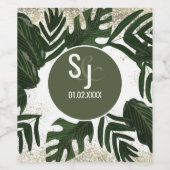 Étiquette Pour Bouteilles De Vin Monstera Tropical Faux Gold Splash (Étiquettes simples)