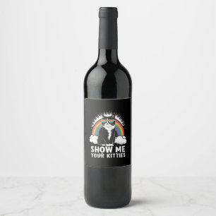 Étiquette Pour Bouteilles De Vin Montrez-Moi Vos Kitties Drôle Lesbienne Gay pride 