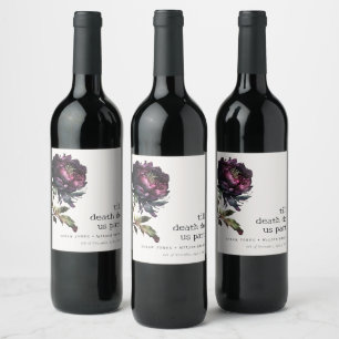 Étiquette Pour Bouteilles De Vin Moody Gothic violet foncé Mariage de pivoine noire