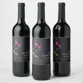 Étiquette Pour Bouteilles De Vin Moody Gothic violet foncé Mariage de pivoine noire (Bouteilles)