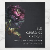 Étiquette Pour Bouteilles De Vin Moody Gothic violet foncé Mariage de pivoine noire (Étiquettes simples)