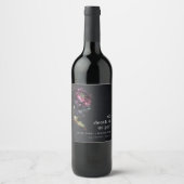 Étiquette Pour Bouteilles De Vin Moody Gothic violet foncé Mariage de pivoine noire (Devant)