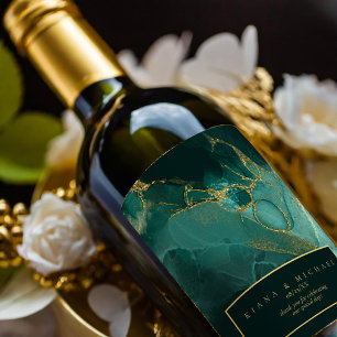Étiquette Pour Bouteilles De Vin Moody Ink Emerald Gold ID Abstrait988