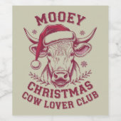 Étiquette Pour Bouteilles De Vin Mooey Noël Western Cow Lover Club Saison de Noël (Étiquettes simples)