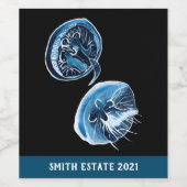 Étiquette Pour Bouteilles De Vin MoonJellyfish aquarelle art (Étiquettes simples)