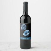 Étiquette Pour Bouteilles De Vin MoonJellyfish aquarelle art (Devant)