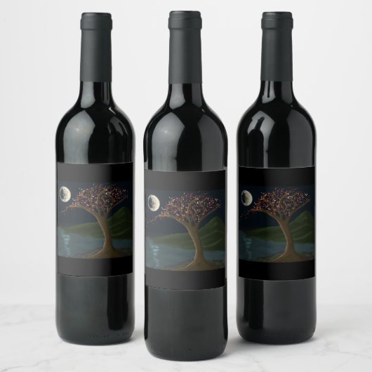 Étiquette Pour Bouteilles De Vin Moonlit River Tree Wine Label (Bouteilles)