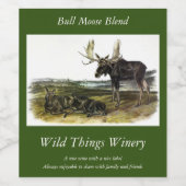 Étiquette Pour Bouteilles De Vin Moose Deer (Moose - Alces alces) par Audubon (Étiquettes simples)
