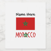 Étiquette Pour Bouteilles De Vin Morocco and Moroccan Flag with Your Name (Étiquettes simples)