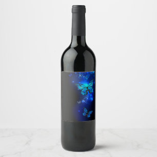 Étiquette Pour Bouteilles De Vin Morpho Butterfly in the Dark Background