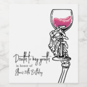 Étiquette Pour Bouteilles De Vin Mort à ma jeunesse (Étiquettes simples)