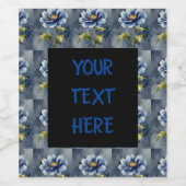 Étiquette Pour Bouteilles De Vin Motif aquarelle fleur bleue (Étiquettes simples)