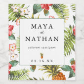 Étiquette Pour Bouteilles De Vin Motif aquarelle tropical personnalisé (Étiquettes simples)